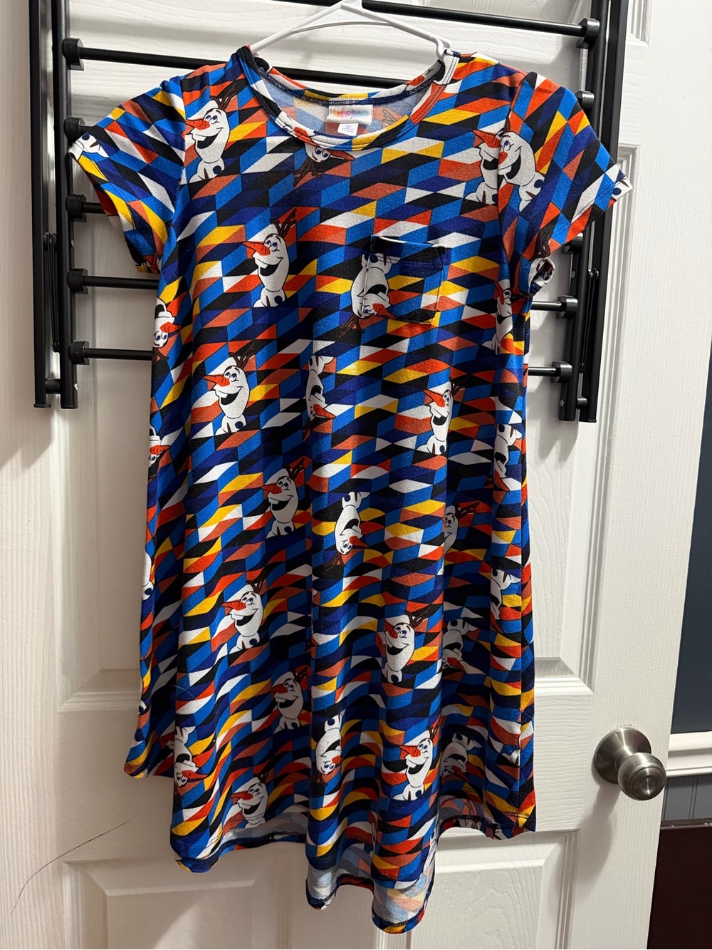 LuLaRoe Blue Geometric Olaf Print Top